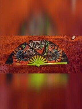XL Universal Studios Halloween Horror Nights Folding Fan - Black & Neon Green